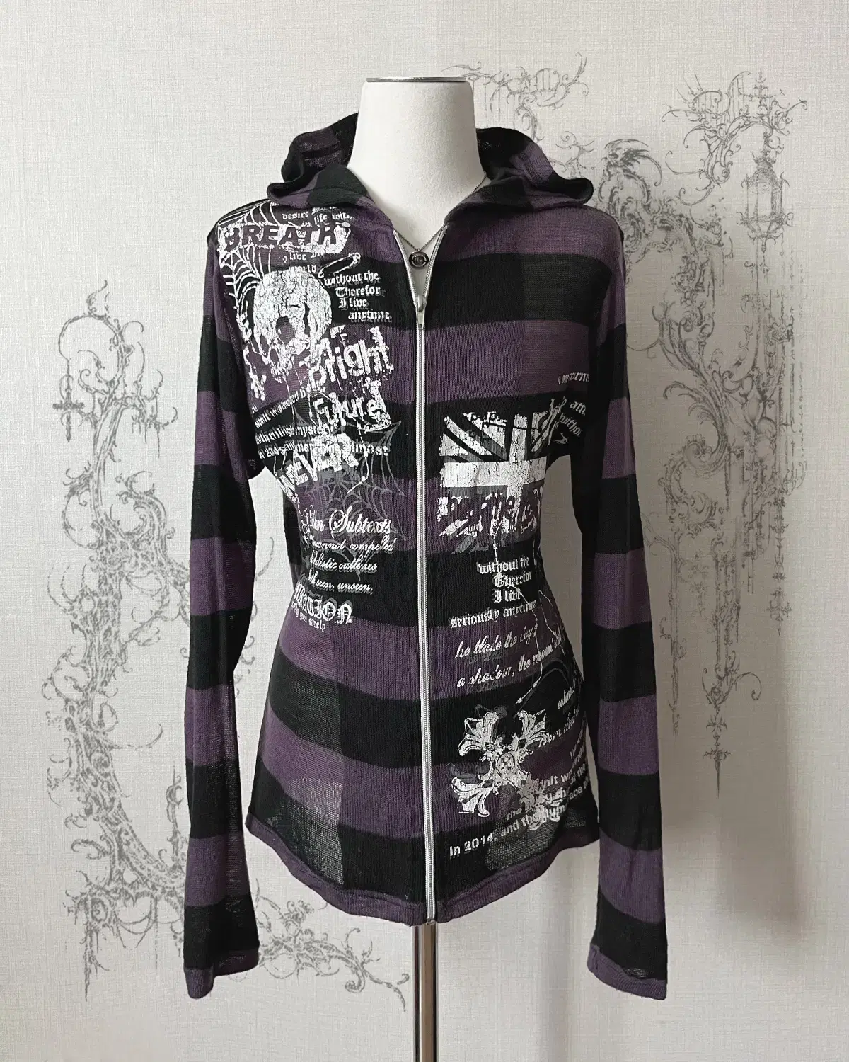 (beaumere) punk graphic zip-up hood